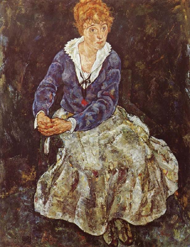Egon Schiele Portrait of Edith Schiele Seated China oil painting art